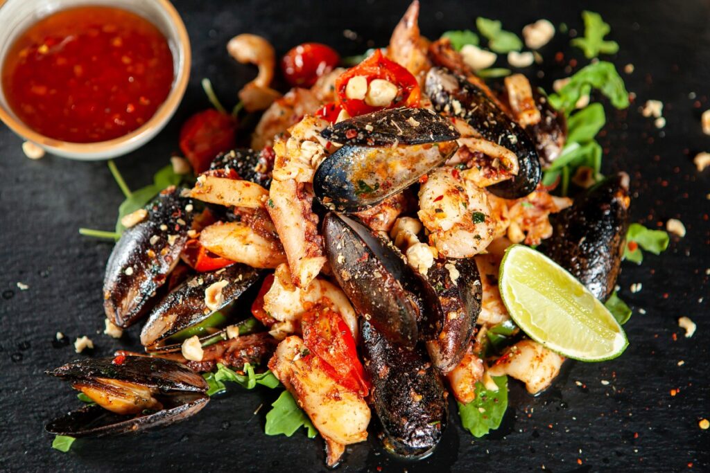 delicious seafood with spicy sos mediterranean fine cuisine (1)